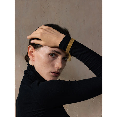 Yhpup Hot Style Stainless Steel Chain Tassel Cuff Bracelet Bangle - 18K Gold Color Plated Fashion Jewelry