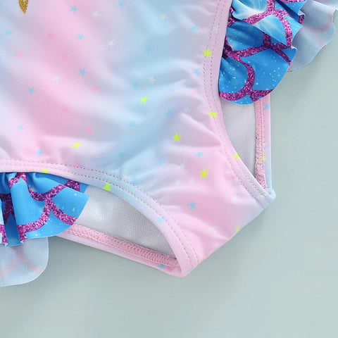 Tregren Toddler Girls Ruffle Mermaid Swimsuit