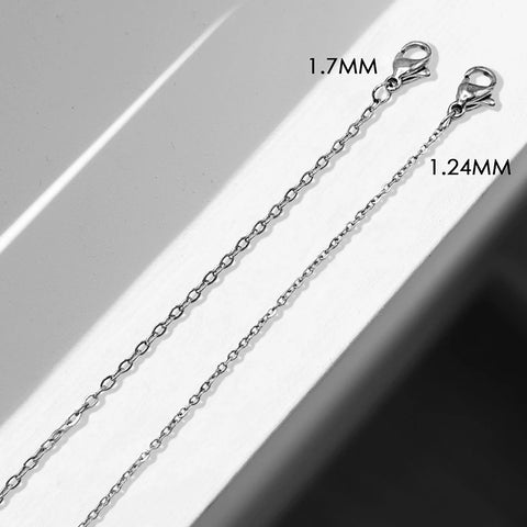 eManco Fine Chain Necklace - Stainless Steel Silver Color Plating for Women