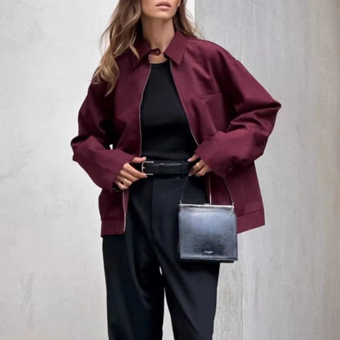 MUJER Zipper Bomber Jackets for Women - Stylish Fall Overcoat