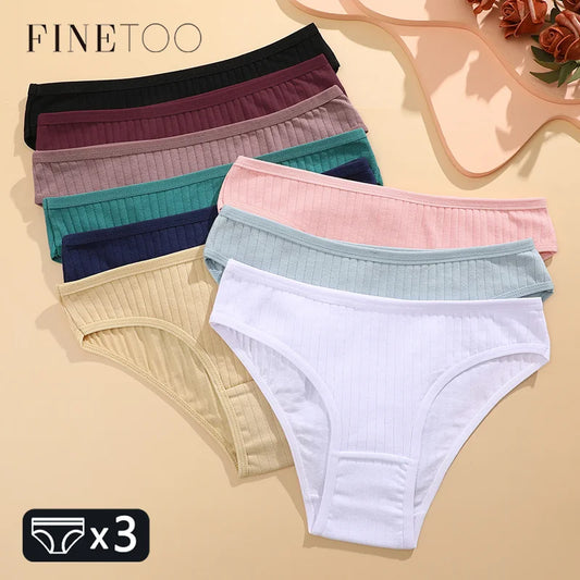 FINETOO 3PCS Women's Cotton Panties Set
