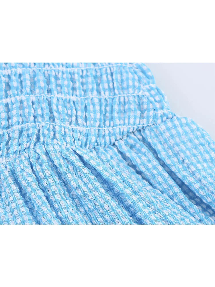 TFMLN 2025 Summer Women's Sweet Plaid Dress