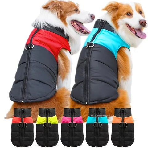 Waterproof Warm Dog Clothes - Winter Vest Padded Zipper Jacket for All Dog Sizes