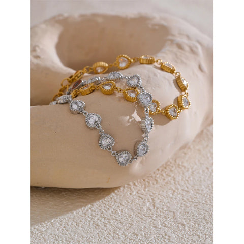 Yhpup Heart Cubic Zirconia Waterproof Bracelet Bangle - Stainless Steel Jewelry for Every Occasion