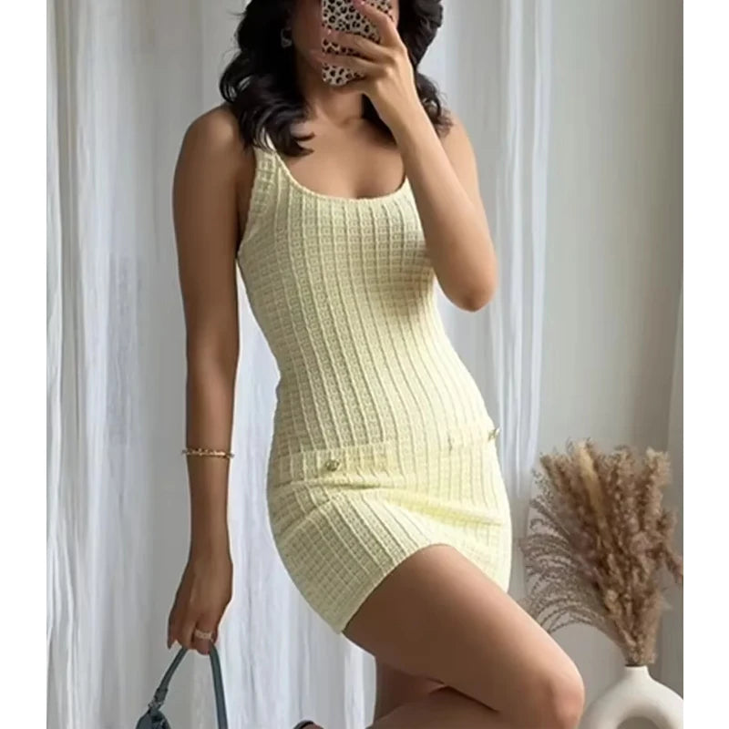 MUJER 2025 Knitted Bodycon Mini Dress