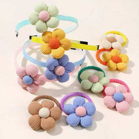 Lovely Kids Hair Band - Colorful Flower Shape Hair Hoop with Dopamine Glitter
