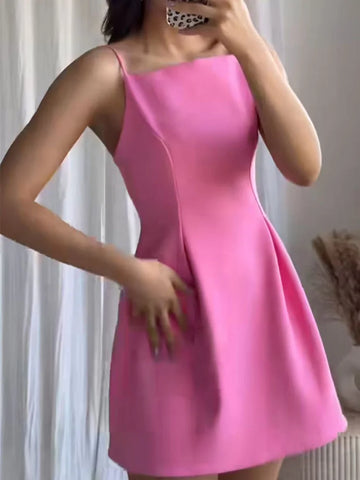 TFMLN Elegante damesjurk met roze spaghettibandjes 