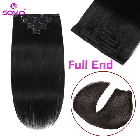Clip-in haarextensies van 100-200 gram - donkerbruin, 100% Remy-haar