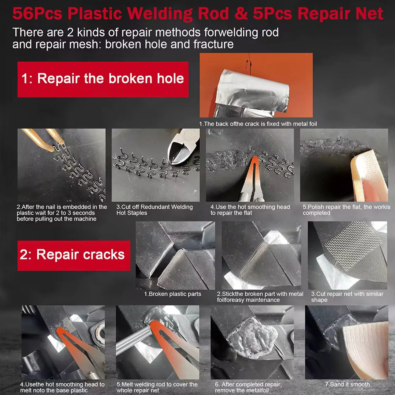 Plastic Welder Machine Repair Kit - 2 in 1 Hot Stapler for Car Bumpers and More