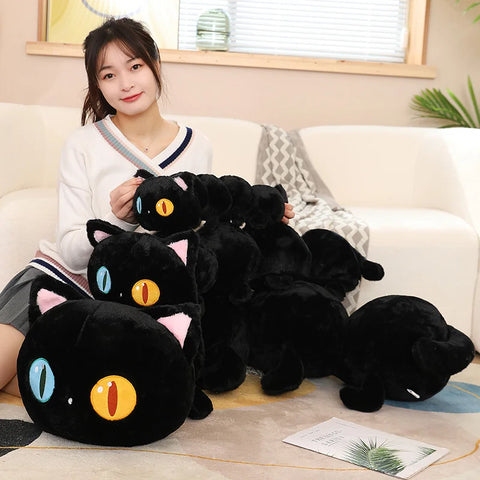 Cute Different-Pupil Cat Plush – 50–130cm Fluffy Caterpillar Design Stuffed Toy for Kids’ Birthday & Xmas Gifts