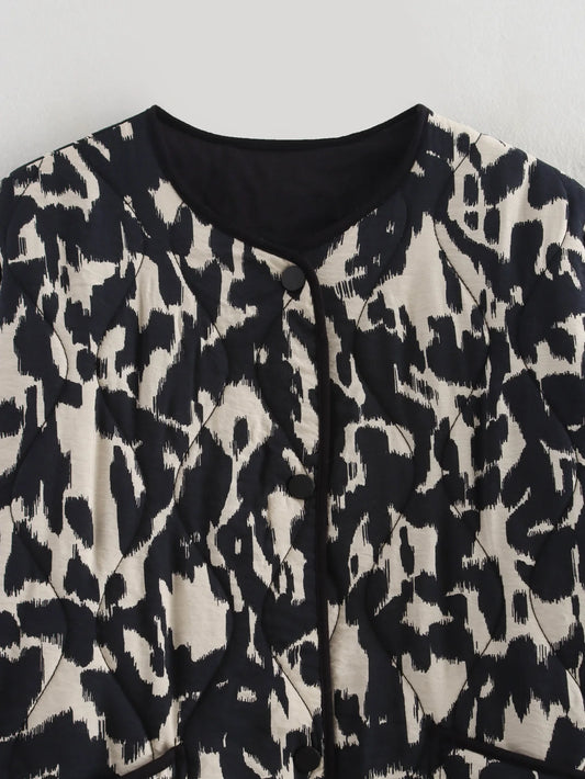 MUJER Zebra Print Oversize Jas - Stijlvolle Gewatteerde Jas voor Dames