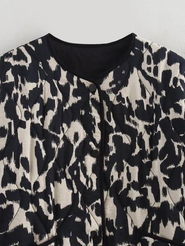 MUJER Zebra Print Oversize Jas - Stijlvolle Gewatteerde Jas voor Dames