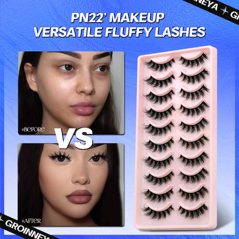 GROINNEYA 3D Faux Mink Lashes – 5/10 Pairs