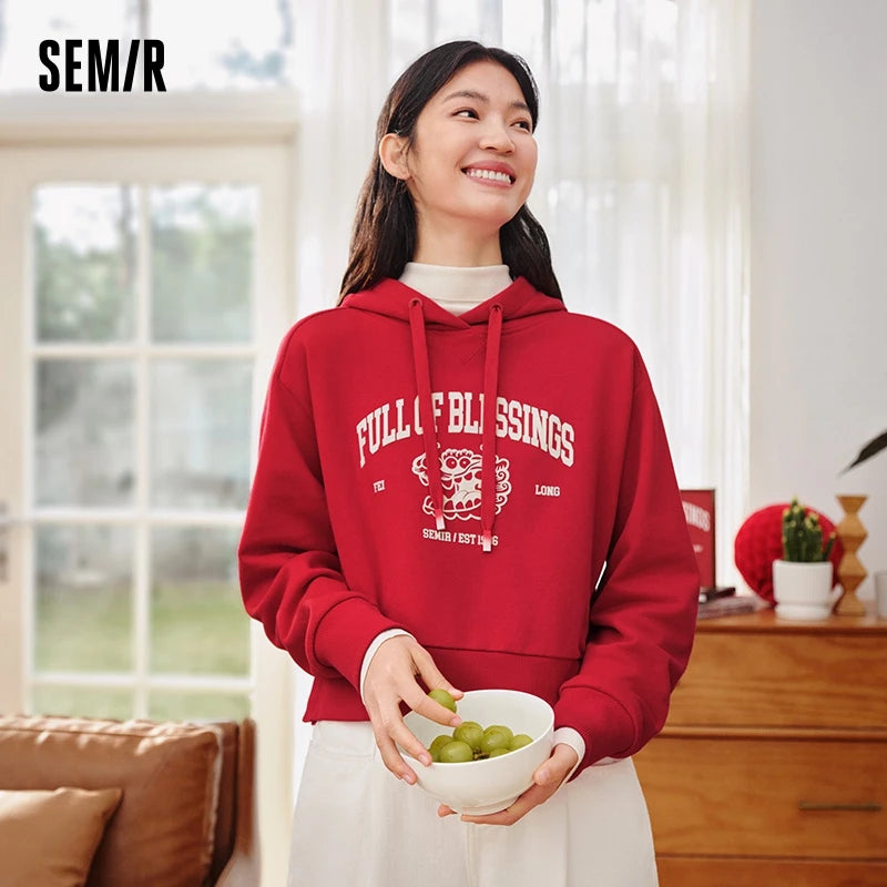 Semir Women's Short Style Printed Hoodie