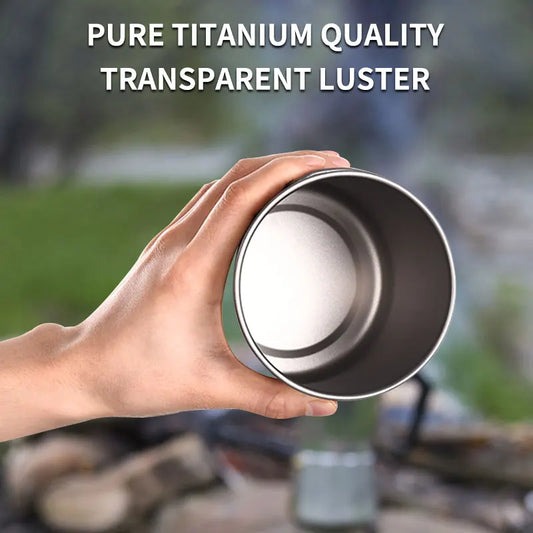 PACOONE Titanium Camping Mug - Lightweight Travel Cookware for Outdoor Adventures