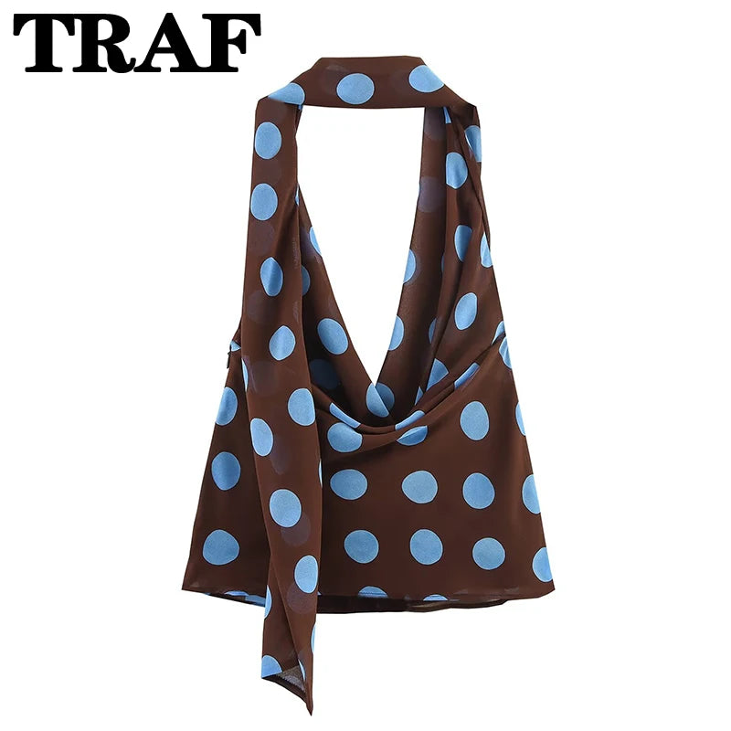 TRAF Polka Dot Printed Midi Skirts Two Piece Sets