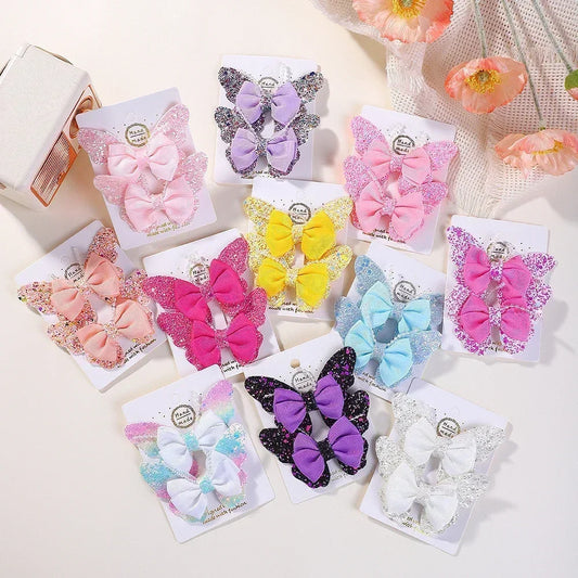 Rainbow Bows 3.15'' Glitter Butterfly Hair Clips for Women and Girls – Cute Barrettes for Kids