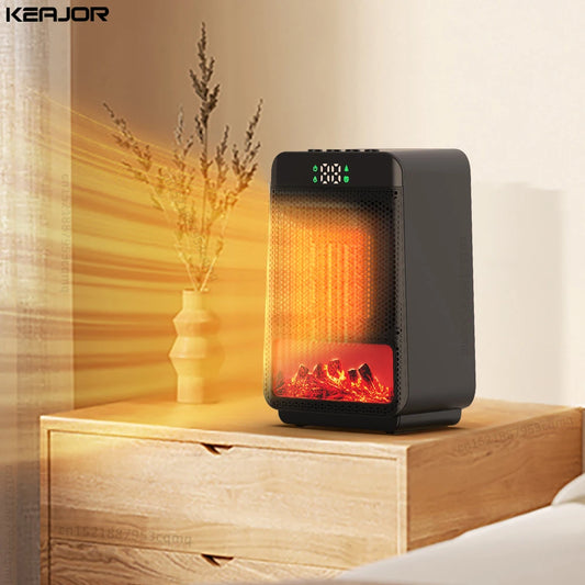 Portable 1000W Space Heater with 3D Flame – Ideal for Home and Office