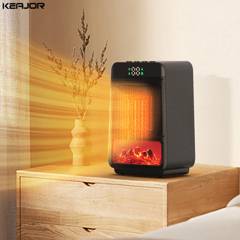 Portable 1000W Space Heater with 3D Flame – Ideal for Home and Office