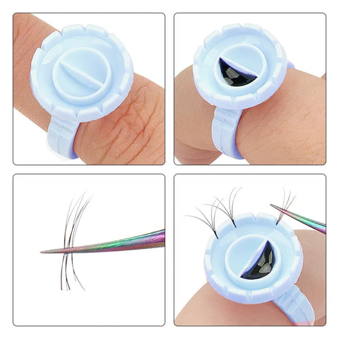 AILEISHI 100Pcs Disposable Eyelash Glue Fan Cup Rings