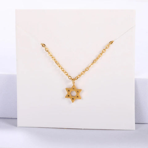 Pentagram Necklaces with Stainless Steel Chain - Star Of David Choker for Women
