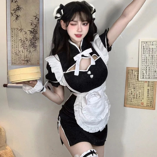 Retro Cheongsam Anime Maid Halloween Cosplay Costume