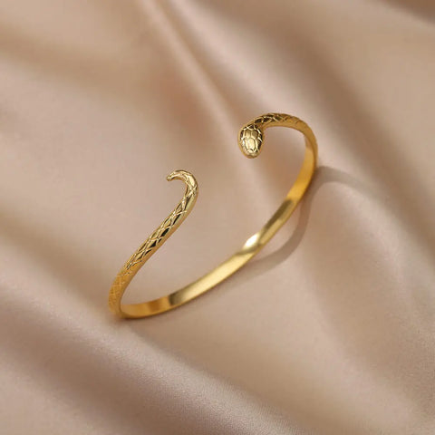 Vintage Snake Bangle Bracelet for Women - Stainless Steel Animal Aesthetic Jewelry