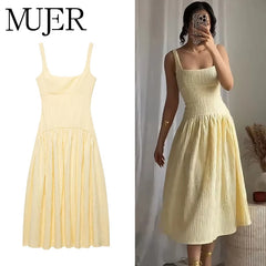Elegant Pleated Slip Midi Dress for Women