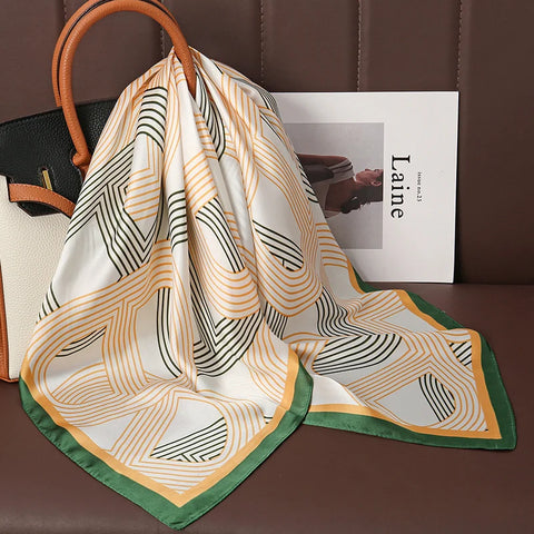 Luxury Satin Silk Square Scarf for Women