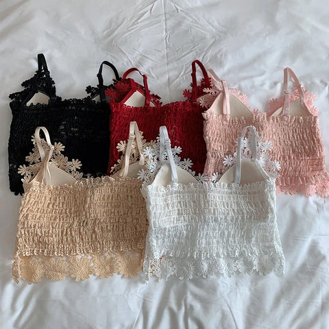 ITOOLIN Summer Women Lace V-Neck Backless Crop Top