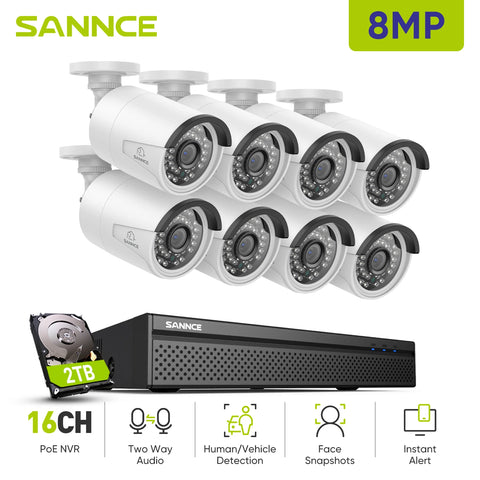 SANNCE 8MP Wired NVR POE Security Camera System
