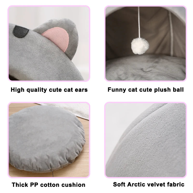 Cozy Super Cat Bed for Cats and Small Dogs - Plush Tent Style Pet House