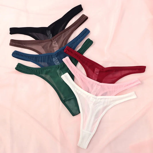 Seamless Thongs for Women – Translucent Mesh T-back Underwear