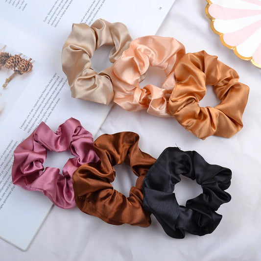 3,9 inch zijden scrunchie voor dames - handgemaakte veelkleurige haarband paardenstaarthouder 