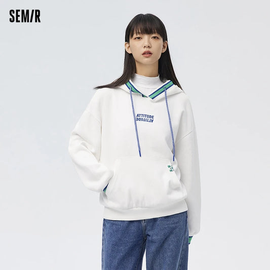 Semir 2024 Women's Contrasting Color Hooded Sweatshirt