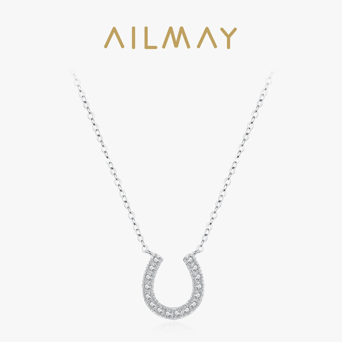Ailmay Halskette mit U-förmigem Anhänger und AAAAA-CZ-Anhänger, 925 Sterlingsilber