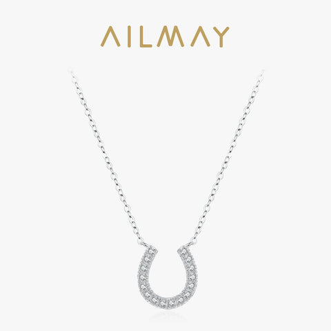 Ailmay Halskette mit U-förmigem Anhänger und AAAAA-CZ-Anhänger, 925 Sterlingsilber