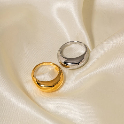 SUNIBI Simple Stainless Steel Arc Rings for Women - Elegant Geometric Jewelry for Couples