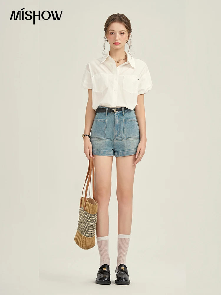 MISHOW Women's High Waist Denim Shorts