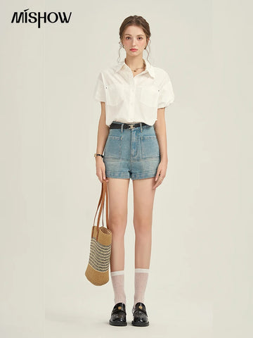 MISHOW Women's High Waist Denim Shorts