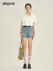 MISHOW Women's High Waist Denim Shorts