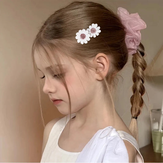 Daisy Flower Hair Clips Set for Baby Girls - Adorable Lace Barrettes