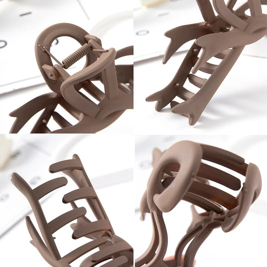 Vintage Ribbon Bow Hair Clips - 13CM Matte Hair Claws for Women