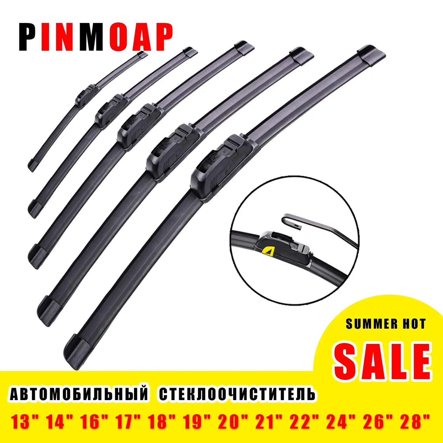 Universal Soft Rubber Frameless Wiper Blades 14"-26"