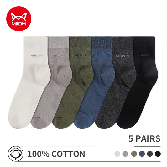 MiiOW 5 Pairs Men's Soft Cotton Socks