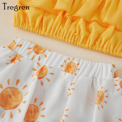 Tregren Babymeisjesbadpak met ruches en tutu-shorts 