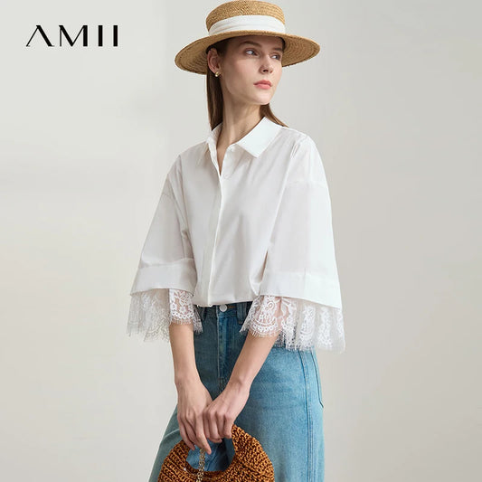 Amii Minimalistische Katoenen Shirts voor Dames 