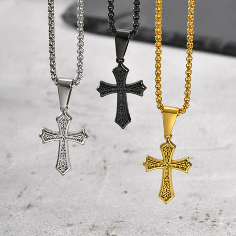 Hip Hop Cross Necklace for Men and Women - Stainless Steel Chic Pendant for Christian Style