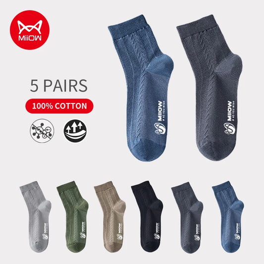MiiOW 5 Pairs Cotton Socks for Men