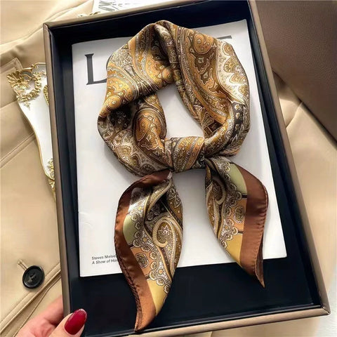 2025 New Fashion 70X70cm Printed Women's Pashmina Silk Scarf